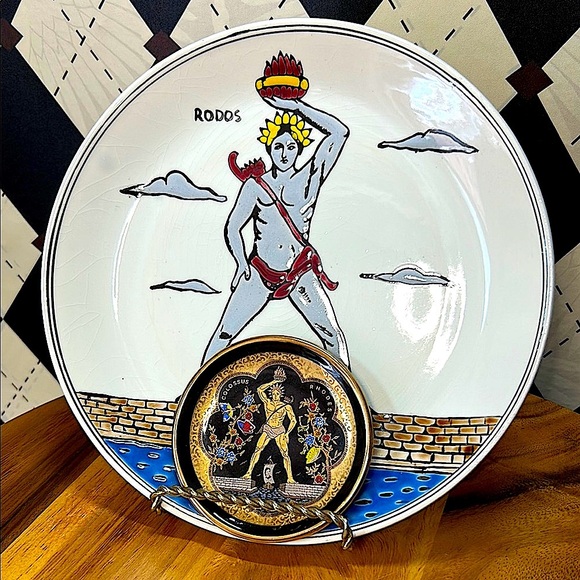 Greek Handmade Decorative Plates – Dakas Rhodes & Manousakis Colossus Set of 2 - Picture 9 of 15